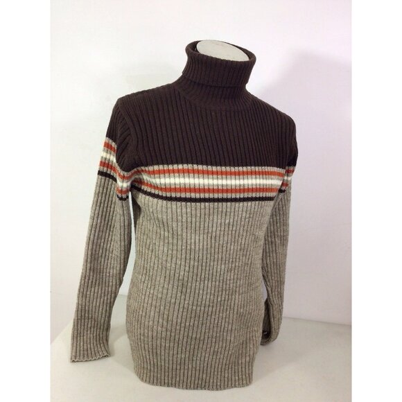Vintage Bongo Jeans Striped Turtleneck Sweater Grunge Y2K Mens Medium - Picture 1 of 6